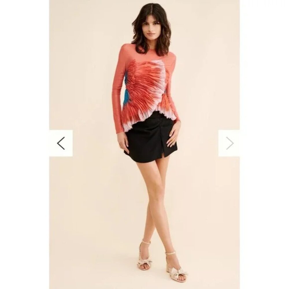 Geisha Designs Anthropologie 3D floral asymmetrical Unique Blouse Statement top - Picture 1 of 9